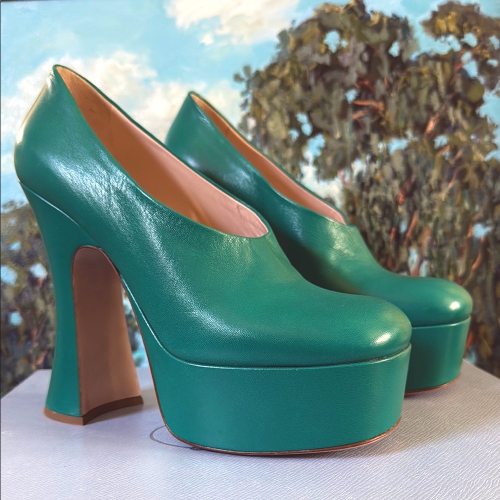 Miu Miu teal platform heels - Picture 2 of 15